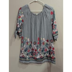 Beautiful Bohemian embroidered long sleeve blouse by Lilypad size approx M/L